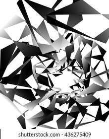 Geometric abstract art. Edgy, angular rough texture. Monochrome, black and white vector illustration