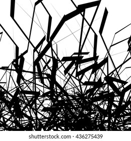 Geometric abstract art. Edgy, angular rough texture. Monochrome, black and white vector illustration