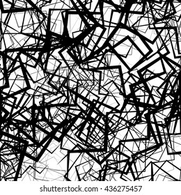 Geometric abstract art. Edgy, angular rough texture. Monochrome, black and white vector illustration