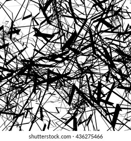 Geometric abstract art. Edgy, angular rough texture. Monochrome, black and white vector illustration