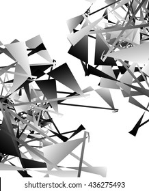 Geometric abstract art. Edgy, angular rough texture. Monochrome, black and white vector illustration