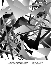 Geometric abstract art. Edgy, angular rough texture. Monochrome, black and white vector illustration