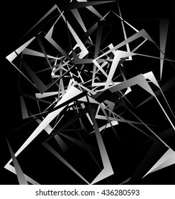 Geometric abstract art. Edgy, angular rough texture. Monochrome, black and white illustration