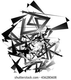 Geometric abstract art. Edgy, angular rough texture. Monochrome, black and white illustration