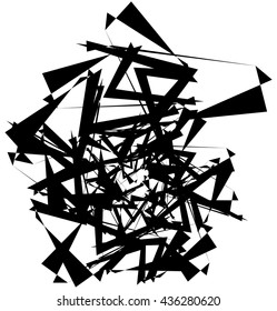 Geometric abstract art. Edgy, angular rough texture. Monochrome, black and white illustration