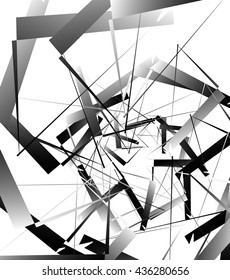 Geometric abstract art. Edgy, angular rough texture. Monochrome, black and white illustration
