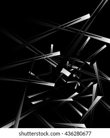 Geometric abstract art. Edgy, angular rough texture. Monochrome, black and white illustration