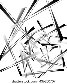 Geometric abstract art. Edgy, angular rough texture. Monochrome, black and white illustration