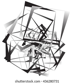 Geometric abstract art. Edgy, angular rough texture. Monochrome, black and white illustration