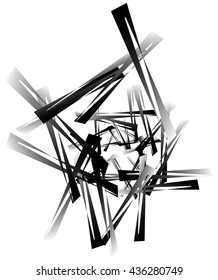 Geometric abstract art. Edgy, angular rough texture. Monochrome, black and white illustration