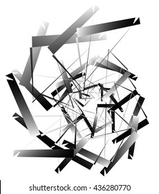 Geometric abstract art. Edgy, angular rough texture. Monochrome, black and white illustration