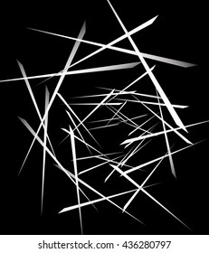 Geometric abstract art. Edgy, angular rough texture. Monochrome, black and white illustration