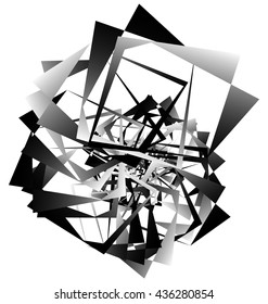 Geometric abstract art. Edgy, angular rough texture. Monochrome, black and white illustration