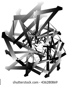 Geometric abstract art. Edgy, angular rough texture. Monochrome, black and white illustration