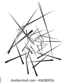 Geometric abstract art. Edgy, angular rough texture. Monochrome, black and white illustration