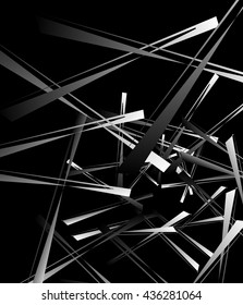 Geometric abstract art. Edgy, angular rough texture. Monochrome, black and white illustration