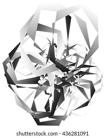 Geometric abstract art. Edgy, angular rough texture. Monochrome, black and white illustration
