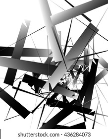 Geometric abstract art. Edgy, angular rough texture. Monochrome, black and white illustration