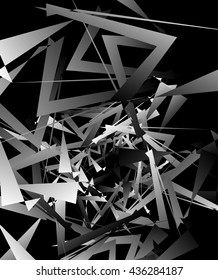 Geometric abstract art. Edgy, angular rough texture. Monochrome, black and white illustration