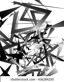 Geometric abstract art. Edgy, angular rough texture. Monochrome, black and white illustration