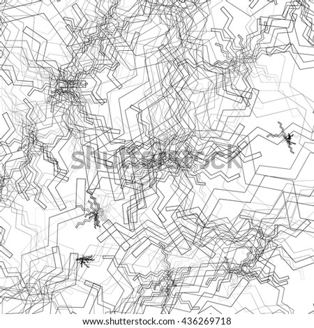 Geometric abstract art. Edgy, angular rough texture. Monochrome, black and white vector illustration