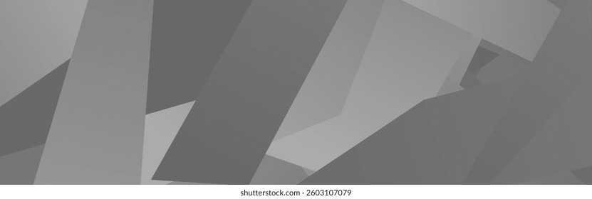 Geometric abstract art with overlapping gray shapes.