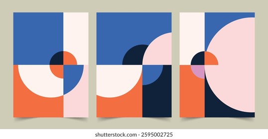 Geometric Abstract Art Prints, Abstract posters. Vector trendy illustrations of geometric shapes.