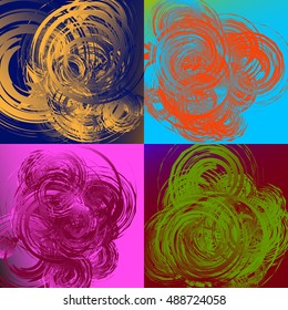 Geometric abstract art with random irregular spirals