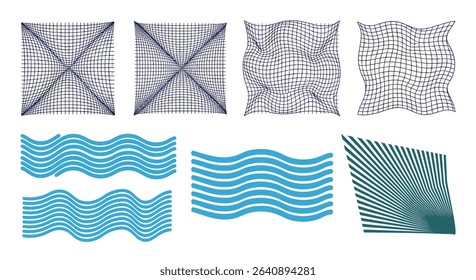 Geometric Abstract Art with Wavy Lines and Intricate Patterns Design Collection