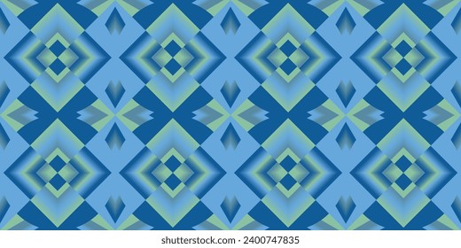 Geometric Abstract artwork, seamless pattern background and colorful blue gradient shapes. Illustrator (Eps10) vector template for wallpaper, background, wall art, textile, fabric, poster, etc.
