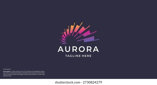 geometric abstract aurora logo design with gradient color brand inspiration.