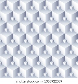 Geometric abstract background. 3D Cubes pattern. Volume hexagon seamless texture. Optical illusion pattern.