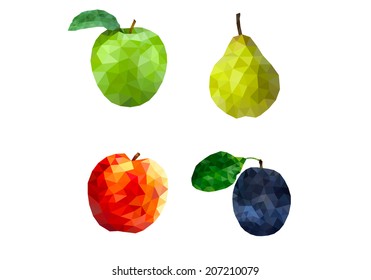 Geometric abstract background apple, pear, peach, plum 