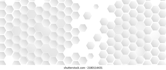 Geometric abstract background with black and white hexagons. Structure molecule and communication. Science, technology and medical concept. Vector illustration