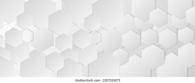 Geometric abstract background with black and white hexagons. Structure molecule and communication. Science, technology and medical concept. Vector illustration