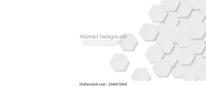 Geometric abstract background with black and white hexagons. Structure molecule and communication. Science, technology and medical concept. Vector illustration