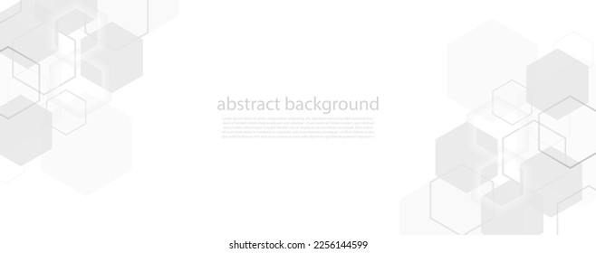 Geometric abstract background with black and white hexagons. Structure molecule and communication. Science, technology and medical concept. Vector illustration