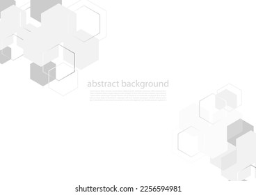 Geometric abstract background with black and white hexagons. Structure molecule and communication. Science, technology and medical concept. Vector illustration