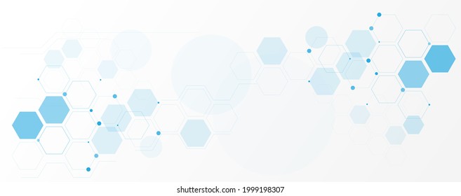 Fondo geométrico abstracto con hexagones azules. Molécula de estructura y comunicación. Ciencia, tecnología y concepto médico. Ilustración del vector