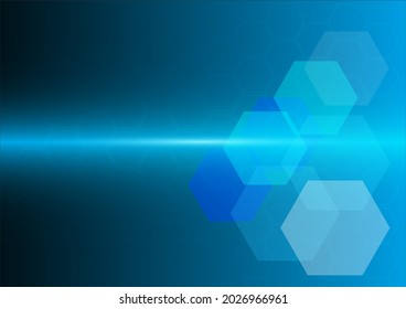 Geometrischer abstrakter Hintergrund mit blauen Hexagonen. Strukturmolekül und Kommunikation. Wissenschaft, Technologie und medizinisches Konzept. Vektorgrafik