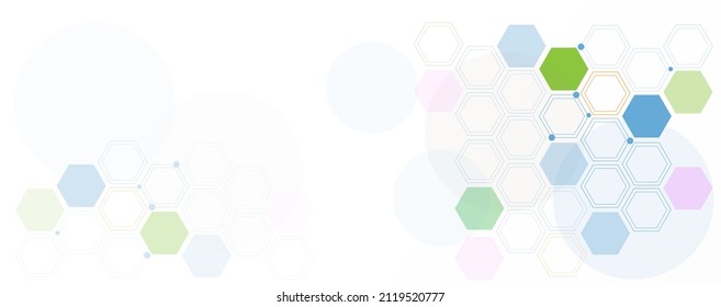 Geometric abstract background with blue hexagons. Structure molecule and communication. Science, technology and medical concept. Vector illustration