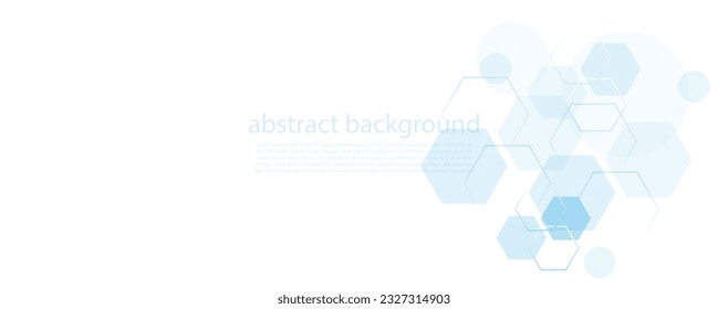Geometrischer abstrakter Hintergrund mit blauen Hexagonen. Strukturmolekül und Kommunikation. Wissenschaft, Technologie und medizinisches Konzept. Vektorgrafik