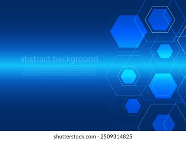 Fondo abstracto geométrico con hexágonos azules. Estructura, molécula y comunicación. Ciencia, tecnología y concepto médico. Ilustración vectorial