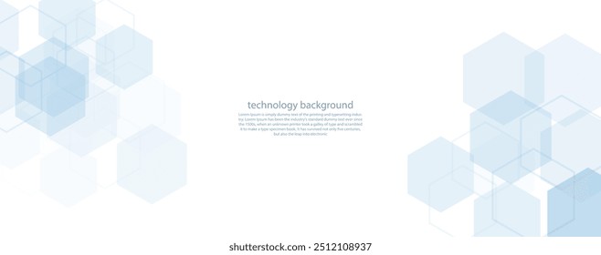 Geometric abstract background with blue hexagons. Structure molecule and communication. Science, technology and medical concept. Vector illustration