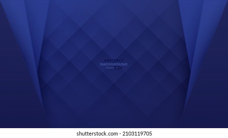 Geometric abstract background. Blue layer design with lines stripe. Vector illustration