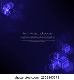 Geometric abstract background with blue or purple hexagons. Structure molecule and communication. Science, technology and medical concept. Vector illustration