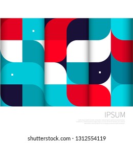 Geometric Abstract background blue and red strip and squares. stock-vector EPS 10