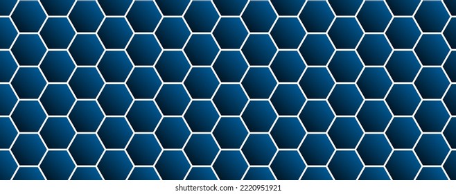 Geometric abstract background with blue and white hexagons. Structure molecule and communication. Science, technology and medical concept. Vector illustration