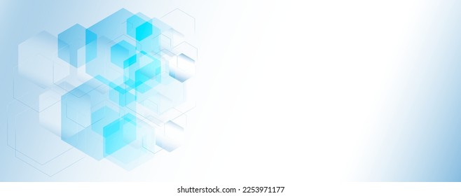 Fondo geométrico abstracto con hexágonos azules y blancos. Molécula de estructura y comunicación. Ciencia, tecnología y concepto médico. Ilustración del vector