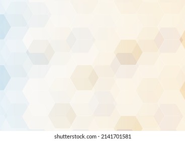 Geometric abstract background with blue and yellow color hexagons. Structure molecule and communication. Science, technology and medical concept. Vector illustration